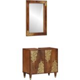 vidaXL set namještaja za kupaonicu od 2 dijela čvrstog drveta manga, kabinet za umivaonik 62x33x58 cm čvrsto drvo manga, ogledalo 50x70x3 cm čvrsto drvo manga | shoptok.hr