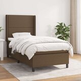  Box spring postelja z vzmetnico temno rjav 90x190 cm blago, (20898967) Cene
