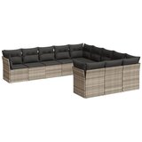  11-dijelni set vrtnih sofa poliratan s jastucima svijetlosivi | shoptok.hr