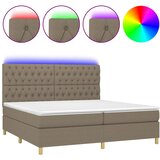  box spring s madracem LED smeđesivi 200x200 cm tkanina | shoptok.hr