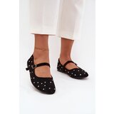 Boto Embellished Women's Ballerinas with Strap Black Olivisse | Shoptok.si