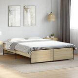  The Living Store Posteljni okvir sonoma hrast 160x200 cm inž. les in kovina - Posteljni Okvir, (21445874) Cene