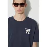 Wood Wood Bombažna kratka majica Ace AA Logo moška, mornarsko modra barva, 10285709.2222