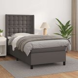 vidaXL Box spring postelja z vzmetnico siv 100x200 cm umetno usnje | Shoptok.si