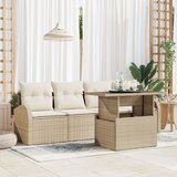 vidaXL 5-delni vrtni kavč komplet z blazinami Bež Poli Ratan, (22092547) | Shoptok.si