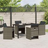 vidaXL 5-delni vrtni jedilni set z blazinami siv poli ratan | Shoptok.si