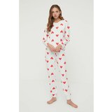 Trendyol White Heart Knitted Pajamas Set Cene