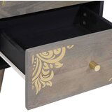 vidaXL Nočna omarica s predalom Siva 40 x 33 x 46 cm trden mangov les | Shoptok.si