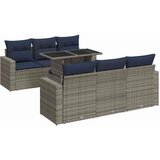 7-dijelni set vrtnih sofa poliratan i bagrem s jastucima sivi | Eponuda.com