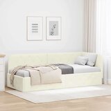 vidaXL Kotna postelja z vzglavjem krema 80 x 200 cm Žamet | Shoptok.si