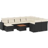 Maison Chic Seti vrtnega pohištva - Vrtna garnitura - Vrtni pohištvo set 11-delna z blazinami črn poli ratan, (21816167) | Shoptok.si