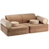 Smeđi dječji kauč od samta 132 cm Settee –