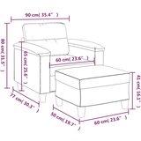  Fotelja s tabureom siva 60 cm od umjetne kože | shoptok.hr
