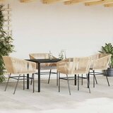  5-dijelni vrtni blagovaonski set s jastucima poliratan i staklo Smeđa 160 x 80 x 74 cm | shoptok.hr