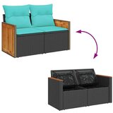  Vrtna garnitura - 9-dijelni set vrtnih sofa s jastucima crni od poliratana bagrem - Crna sa spremištem 1 | shoptok.hr
