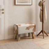  Klupa 60 x 30 x 45 cm Prava koža Smeđa i bijela Cijene