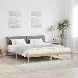  Okvir kreveta s uzglavljem Smeđa i svijetlo siva 180 x 200 cm | shoptok.hr