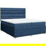 vidaXL Box spring postelja z vzmetnico modra 200x200 cm blago, (21306323) | Shoptok.si