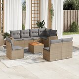 Maison Chic Seti vrtnega pohištva - Vrtna garnitura 9-delna z blazinami bež poli ratan, (21796943) | Shoptok.si
