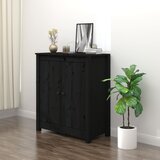 vidaXL Komoda črna 70x35x80 cm trdna borovina Cene