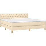  Box spring postelja z vzmetnico LED krem 180x200 cm blago | Shoptok.si