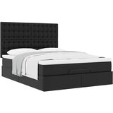 vidaXL Otomanski posteljni okvir z vzmetnico črn 140x200 cm um. usnje | Shoptok.si