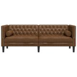 vidaXL Kavč chesterfield z vzglavniki dvosed rjav umetno semiš usnje | Shoptok.si