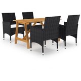  5-dijelni vrtni blagovaonski set crni Cijene