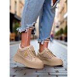 Resti Cleo Ecru Platino – beige platform sneakers eco leather | ePonuda.com