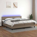  Box spring postelja z vzmetnico LED taupe 200x200 cm blago, (20999221) | Shoptok.si