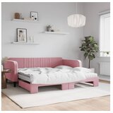vidaXL Izvlečna dnevna postelja z vzmetnicami roza 100x200 c | Shoptok.si