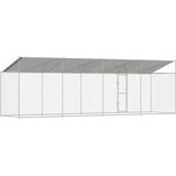  Kavez za psa s krovom Srebrno 800 x 200 x 256 cm Čelik i PE | Eponuda.ba