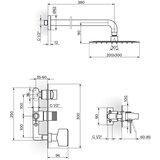 Rosan uzidna baterija sa zidnim tušem 200x300mm i ručim tušem | ePonuda.com