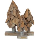  Božićno drvce s stalakom 3 pcs Smeđa Masivna tikovina | shoptok.hr