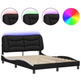 Maison Chic Posteljni okvir - Dvoposteljna postelja - Zakonska postelja z LED lučkami črno bel 120x200 cm umetno usnje, (21695653) Cene