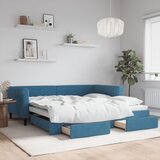  Dnevni krevet na razvlačenje s ladicama plavi 100x200 cm baršun | shoptok.hr
