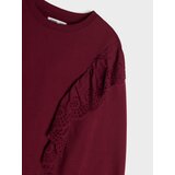 Sinsay Pamučna crewneck majica s ukrasnim volanima | shoptok.hr