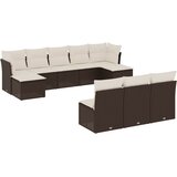  10-dijelni set vrtnih sofa od poliratana s jastucima smeđi | shoptok.hr