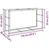 vidaXL Stalak za drva crni 110x30x61 cm čelik | shoptok.hr