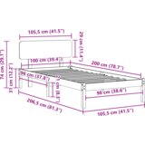  Okvir kreveta s uzdignutim naslonom vosak smeđi 100x200 cm masivna borovina | shoptok.hr