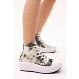 Tonny Black Women's Black Cream Comfortable Fit Thick Soled Long Sneakers.