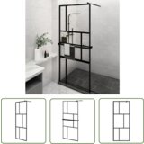 The Living Store Pregrada za tuš s polico črna 90x195 cm ESG steklo in aluminij - Stena Za Tuš, (21745268) Cene