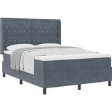 vidaXL Postelja s vzmetnico Temno siva 140x190 cm Žamet | Shoptok.si