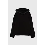 Calvin Klein Jeans Otroški pulover črna barva, s kapuco, IB0IB02140