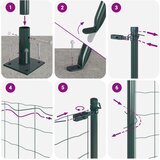  Zavarena žičana ograda s 13 postoljem s flanšom Zelena 0.6x100 m Čelik | shoptok.hr