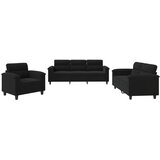  3-dijelni set sofa s jastucima crni od mikrovlakana | shoptok.hr