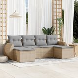 Maison Chic Seti vrtnega pohištva - Vrtna garnitura - Vrtni pohištvo set 6-delna z blazinami bež poli ratan, (21813211) | Shoptok.si
