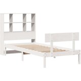 vidaXL Krevet s regalom za knjige bez madraca bijeli 90x190cm borovina | shoptok.hr