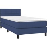  Krevet box spring s madracem LED plavi 90x200 cm od tkanine | shoptok.hr