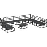 vidaXL Sjedeća garnitura za vrt 11 pcs Crna 70 x 70 x 32 cm Aluminij | shoptok.hr